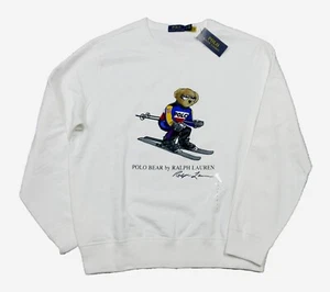Camisa Polo Ralph Lauren Para Hombres Blanca Oso de Esquí Cuello Redondo Polar Sudadera Alpina - Imagen 1 de 1