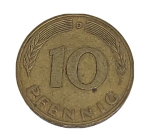 1976 Western German 10 PFENNIG Munich Mint, Circulated, Uncertified - Picture 1 of 2