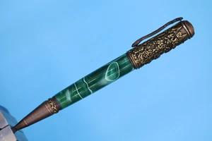 Regalos para mamá bolígrafo botánico bronce frotado con aceite + verde italiano Lucite - Imagen 1 de 13