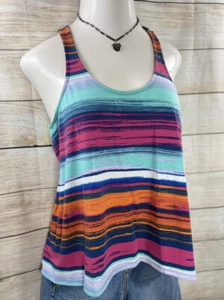 SELF ESTEEM 80's Color Stripe Sporty Tank Top Jr. LARGE Mesh Racer Back NWT - Picture 1 of 10