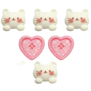 Kissable Kitten Craft Embellishment & Button Set Valentine Kitten Heart Sew - Picture 1 of 2
