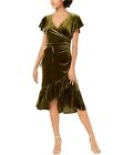 Lucy Paris Womens Velvet Wrap Dress, Green, X-Small