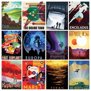 NASA Posters Space Tourism Retro Travel Vintage Wall Art Prints A3 A4 A5 - Picture 1 of 13