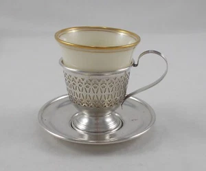 *RAR* Elegante manta de moca en plata de ley 925 con porcelana Lenox EE. UU. - Imagen 1 de 15