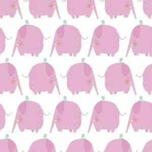 Itty Bitty Cotton Flannel Pink Elephant Parade 3 Wishes BY the Yard - Picture 1 of 2