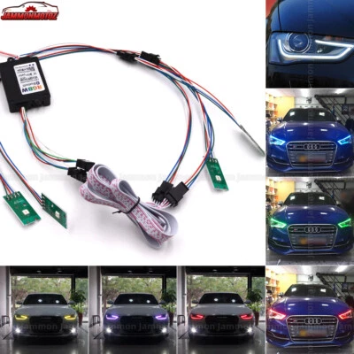 For 2013-2016 Audi A4 S4 RGB Multicolor LED DRL Board Headlight APP BT Control - Image 1 of 4