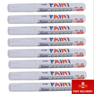8 x White Oil Permant Paint Markers - Rubber Tyres Glass Plastic Metal Tires - Picture 1 of 5