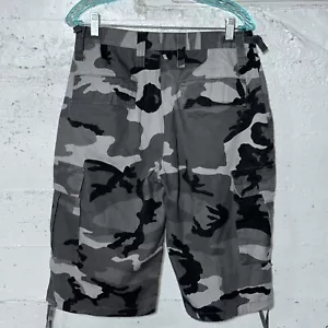 Miskeen Originals Shorts Mens 32 Gray Camo Cargo Adjustable Army Military Rave - Picture 1 of 7