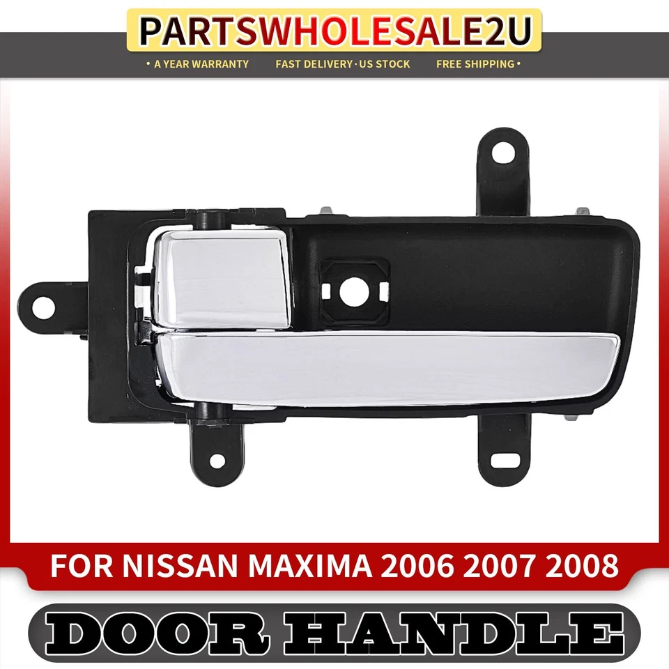 Manija de puerta interior delantera/trasera izquierda negra y cromada para Nissan Máxima 2006-2008 Foto 1 de 4