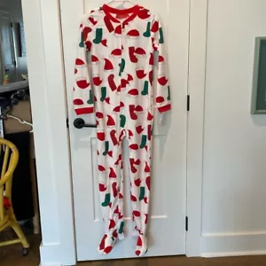 Kid’s Carter’s One Piece Flannel Footed Pajamas.  Santa Hats & Stockings - Picture 1 of 6