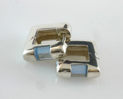 Thomas Sabo Ohrringe 925 Sterlingsilber Creolen eckig mit blauen Steinen - Bild 1 von 3