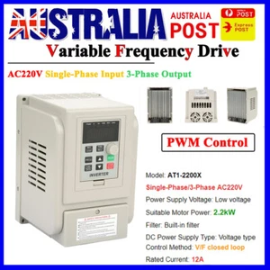 2.2KW Single to 3 Phase VFD Variable Frequency Drive Inverter Speed Controller - Picture 1 of 10
