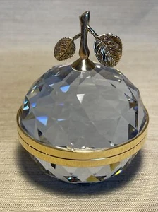 Large Vintage Swarovski Crystal Apple Paperweight Picture Holder Hinged Mirrors - Picture 1 of 12