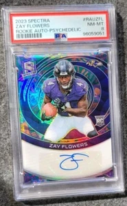 Spectra Football Zay Flowers Psychodelic Rookie 2023 automático 3/5 PSA 8💎 - Imagen 1 de 4