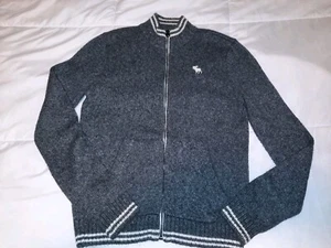 Boys XL 16 abercrombie Kids Grey Zip Up Cardigan Sweater With Front Pockets - Picture 1 of 4