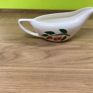 Vintage Knowles White Gravy Boat With hand Painted Cherries USA-51-8 - Picture 1 of 4