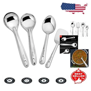 Versatile 4-Piece Stainless Steel Cooking and Serving Spoon Set for Your Kitchen - Picture 1 of 8