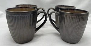 Lot 4 CUISINART Stoneware Anais Collection Coffee Mugs Brown Bronze CDST1-S4G3 - Picture 1 of 7