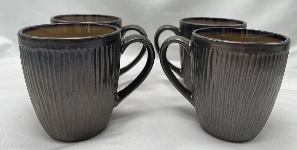 Lot 4 CUISINART Stoneware Anais Collection Coffee Mugs Brown Bronze CDST1-S4G3 - Image 1 of 4