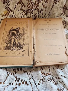 Antique Robinson Crusoe Daniel Defoe Hard Cover - Imagen 1 de 14