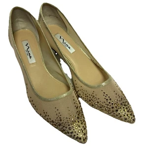 New Ladies Nina Gold Mesh Dress Shoes Jeweled Top Size 9M - Picture 1 of 5