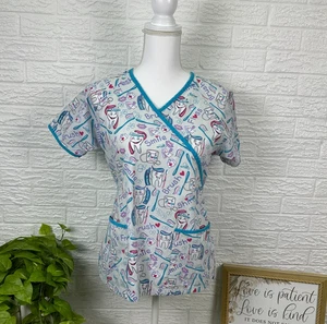 Women's XS UA Scrubs top dentist teeth dental assistant Nurse Medical - Picture 1 of 6
