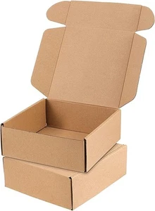 HAKZEON 100 Pack 4 x 4 x 2 Inch Brown Shipping Boxes, Corrugated Box - Picture 1 of 6