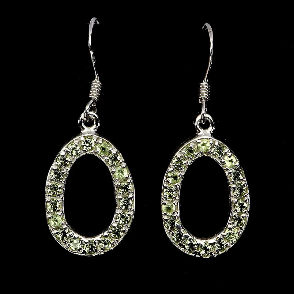 Pendientes de plata de ley 925 peridoto redondo joyas de piedras preciosas naturales Foto 1 de 1