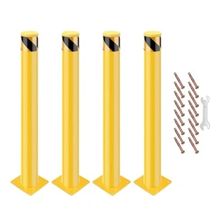 2/4/6pcs 30x4" Safety Bollard Post Ground Removable Steel Bolt Down Parking Pole - Picture 1 of 10