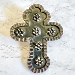Mexikanisches Kreuz-Anhänger aus Sterlingsilber mit Perlenakzenten - Bild 1 von 6