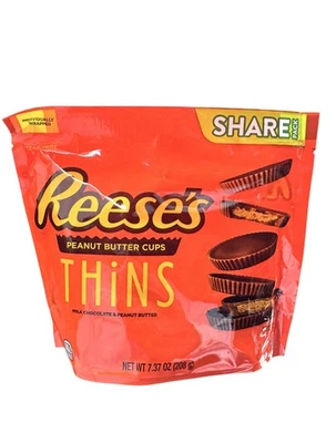 REESE'S Milk Chocolate Peanut Butter Cups Thins,7.37 oz 3 Bags Individually Wrap - Image 1 of 2