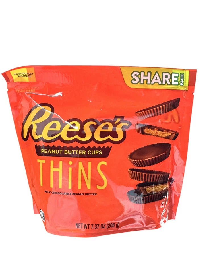 REESE'S Milk Chocolate Peanut Butter Cups Thins,7.37 oz 3 Bags Individually Wrap - Image 1 of 2