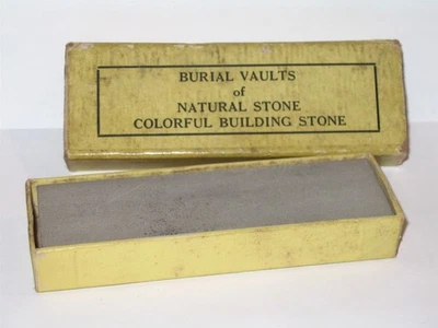 MORTICIAN FUNERAL UNDERTAKER BURIAL VAULT STONE SAMPLE Knife Sharpening Hone  - Image 1 of 2