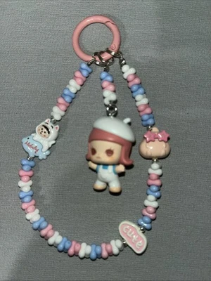 Authentic Pop Mart Molly Pink Blue White Cell Phone Strap/bag Charm/Keychain - Image 1 of 4