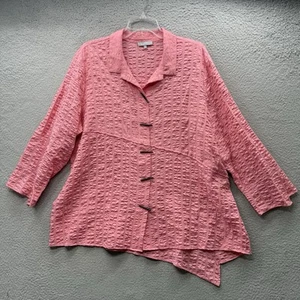 Habitat Clothes to Live In Toggle Button up Blouse Pink Artsy Lagenlook Top XL - Imagen 1 de 11