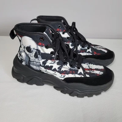 Grunge Punk Calavera Tenis Zapatos Mujer Talla 8.5 Plataforma Gótico Bruja Ligero Foto 1 de 4