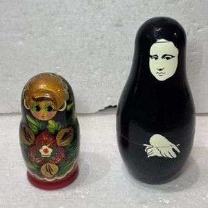 MATROSCHKA - 2er Set - FINE ART Mona Lisa PICASSO + handbemalt GOLD rot - Bild 1 von 6
