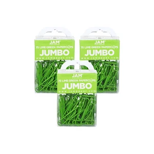 JAM Paper Jumbo Paper Clips Lime Green 3/Pack (21830627B) - Picture 1 of 3