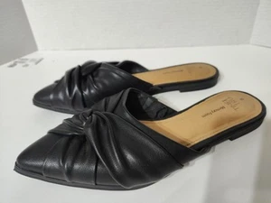 Time And Tru Womens Sz 8 Black Memory Foam Mule Flat Slip On Shoes Casual Office - Picture 1 of 7