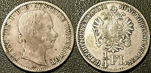 Autriche - François Joseph - 1/4 florin argent 1861 A, Vienne ! KM#2214 - Foto 1 di 1