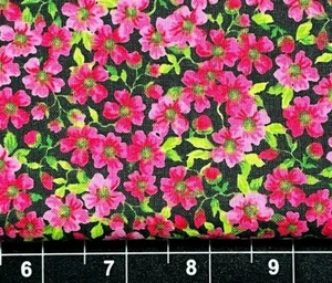 Tina Scrap 9"x21" Pink Daisy Flowers Easter Garden Floral Bouquet Cotton Fabric - Picture 1 of 2