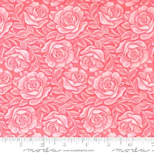 MODA FABRICS #7403 13 "LEATHER LACE AMAZING GRACE" OVERALL PINK ROSES BTY - Picture 1 of 1