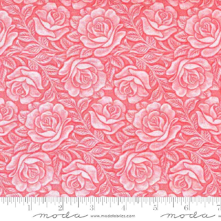 MODA FABRICS #7403 13 "LEATHER LACE AMAZING GRACE" OVERALL PINK ROSES BTY - Image 1 of 1