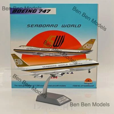1:200 SEABOARD WORLD Boeing 747 / N701SW  WITH STAND / IF742SW0224P INFLIGHT 200 - Image 1 of 4