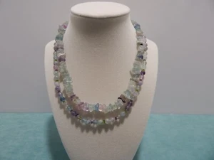 Necklace Flourite Beads and Crystal with Sterling Silver Clasp Closure Jewelry - Picture 1 of 2