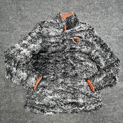Oregon State Beavers Jacket Womens Small Grey Sherpa Full Zip Sweater OSU S Cover