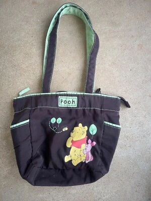 Disney Baby Brown & Green Winnie The Pooh Diaper Bag Tote With Zipper Closure & - Image 1 of 4