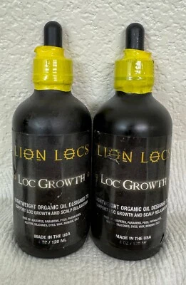 (2) LION LOCS HAIR LOC GROWTH OIL AND SCALP RELAXER 4 OZ EA - Image 1 of 4