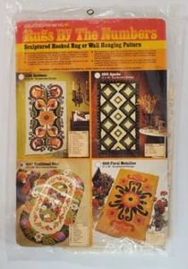 Vtg 1973 Rugs By The Numbers Hooked Rug/Wall Hanging Patterns 70's Floral Rare  - Picture 1 of 7