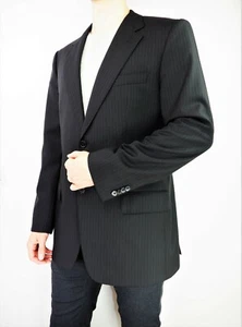 Giacca tuta HUGO BOSS Selection GILBERT / TOWER Super 120 righe sottili lana nera - Foto 1 di 10